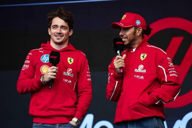 F1 - AZERBAIJAN GRAND PRIX 2025 LECLERC Charles (mco), Scuderia Ferrari SF-25, portrait and HAMILTON Lewis (gbr), Scuderia Ferrari SF-25, portrait during the 2025 Formula 1 Qatar Airways Azerbaijan Grand Prix, 17th round of the 2025 FIA Formula One World Championship, WM, Weltmeisterschaft from September 19 to 21, 2025 on the Baku City Circuit, in Baku, Azerbaijan - BakuAzerbaijan Copyright: xEricxAlonsox