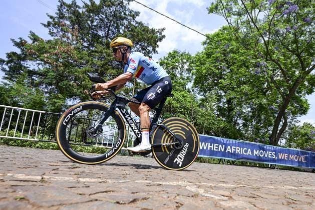 Belgian Remco Evenepoel pictured during a training session ahead of the cycling road World Championship, WM, Weltmeisterschaft in Kigali, Rwanda, Saturday 20 September 2025. The road world championships are taking place from 21 to 28 September. DIRKxWAEM  x134783147x