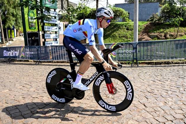 Belgian Florian Vermeersch pictured during a training session before the cycling time trial World Championship, WM, Weltmeisterschaft in Kigali, Rwanda, Saturday 20 September 2025. The road world championships are taking place from 21 to 28 September. DIRKxWAEM  x134790473x