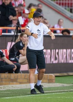 Soccer, Women, Season 2025 2026, Google Pixel Women Bundesliga 3 Matchday , 1 FC Union Berlin SGS Essen, Coach Ailien Poese 1 Women 1 FC Union , 20 09 2025, Copyright: xMatthiasxKochx