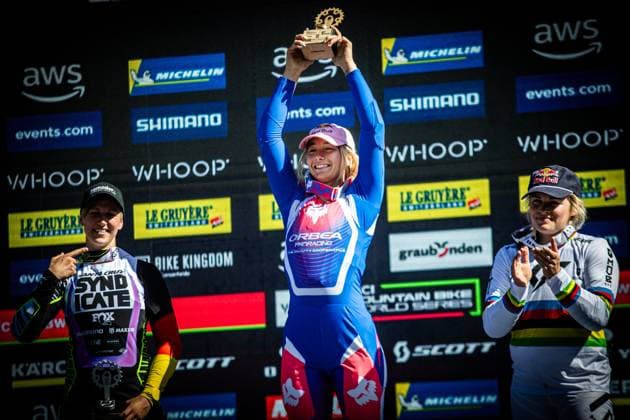 Whoop UCI Mountainbikeworldcup Downhill Lenzerheide SEAGRAVE Tahnee ORBEA FMD RACINGat Whoop UCI Mountainbikeworldcup Downhill Lenzerheide, 20 09 2025,in Lenzerheide,SUI Photo Sebastian Sternemannat Whoop UCI Mountainbikeworldcup Downhill Lenzerheide, 20 09 2025,in Lenzerheide,SUI Photo Sebastian Sternemann