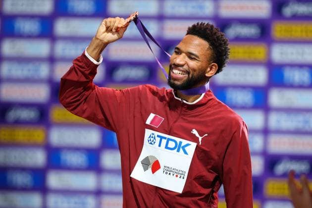 Abderrahman SAMBA (QAT), SEPTEMBER 20, 2025 - Athletics : World Athletics Championships Tokyo 2025 Men s 400mH Medal Ceremony at National Stadium in Tokyo, Japan.  aflo_304145716
