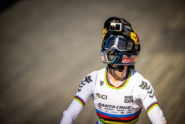 Whoop UCI Mountainbikeworldcup Downhill Lenzerheide GOLDSTONE Jackson SANTA CRUZ SYNDICATEat Whoop UCI Mountainbikeworldcup Downhill Lenzerheide, 20 09 2025,in Lenzerheide,SUI Photo Sebastian Sternemann