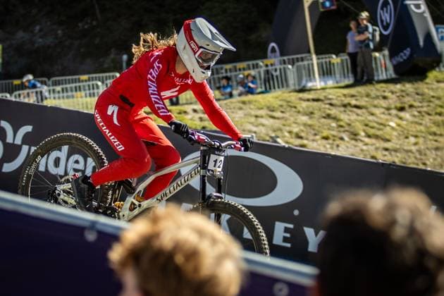 Whoop UCI Mountainbikeworldcup Downhill Lenzerheide JENSEN Marie Rosa at Whoop UCI Mountainbikeworldcup Downhill Lenzerheide, 20 09 2025,in Lenzerheide,SUI Photo Sebastian Sternemann
