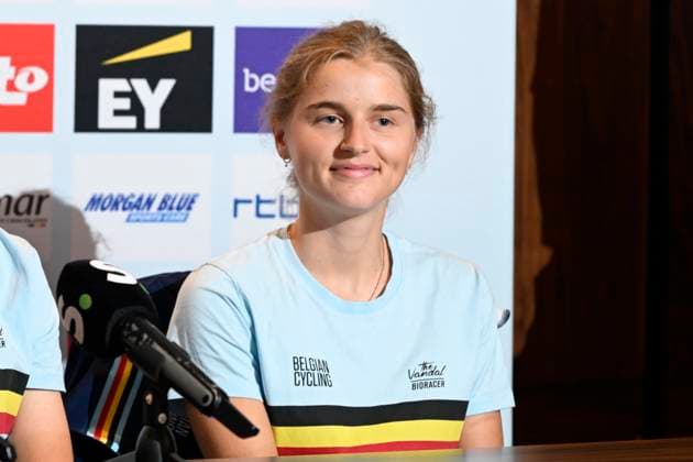 UCI 2025 Road World Championship, WM, Weltmeisterschaft Kigali 20 09 2025 - media activities KIGALI, RWANDA - SEPTEMBER 20 : Moors Fleur (BEL) of Lidl - Trek pictured during a press conference, PK, Pressekonferenz at the 92nd edition of the UCI Road World Championships on September 20, 2025 in Kigali, Rwanda, 20 09 2025 Kigali Rwanda  Copyright: xJanxDexMeuleneirx