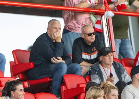 Soccer, Women, Season 2025 2026, Google Pixel Women Bundesliga 3 Matchday , 1 FC Union Berlin SGS Essen, f l President Dirk Zingler 1 FC Union in the stands, 20 09 2025, Copyright: xMatthiasxKochx
