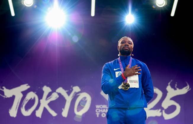 September 20, 2025, Tokyo, Japan: NOAH LYLES of USA celebrates with his Gold Medal in the Men s 200m Medal Ceremony at the Tokyo 2025 World Athletics Championships in Tokyo, Japan. Shinjuku Japan - ZUMAt 20250920_jkc_c179_002 Copyright: xMickaelxChavetx