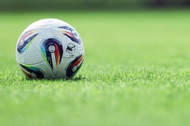 Sports, Football, 3 Liga Season 2025 2026 Training MSV Duisburg 20 09 2025, Training ground MSV Duisburg Match ball with the logo of the 3 Liga by Adidas, Adidas Konektis Duisburg Training ground MSV Duisburg Nordrhein Westfalen Germany
