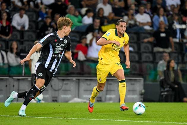 September 20, 2025, Udine: Milan s Adrien Rabiot in action during italian soccer Serie A match between Udinese Calcio vs AC Milan at the Bluenergy stadium in Udine, Italy, 20 September 2025. ANSA . Soccer: Serie A; Udinese Vs Milan  - ZUMAa110 20250920_zaf_a110_046 Copyright: xEttorexGriffonix
