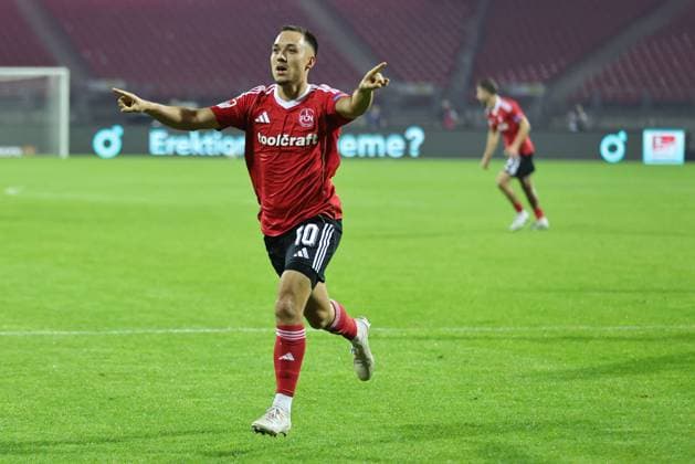 Julian Justvan, FCN, after the 1 0 in the first round match of the 2025 2026 season between 1 FC Nuremberg and Vfl Bochum 2 1 in Nuremberg 20 09 2025