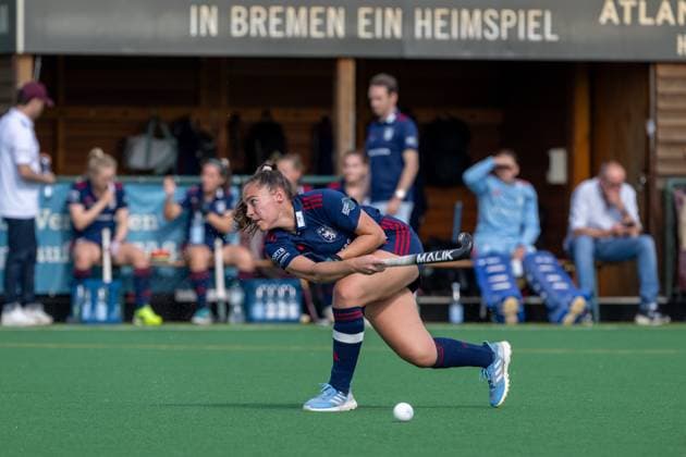 Field Hockey, Bremer HC vs Düsseldorfer HC 0 2, Women 1 Bundesliga, Season 2025 26 21 06 25 , Bremen, Germany, 1 Bundesliga Women Hockey Photo by Axel Kaste Pia Lhotak, DHC Bremen Bremer Hockey Club e V Freie Hansestadt Bremen Germany BHC Damen - DHC 20.09.25 LR-0246