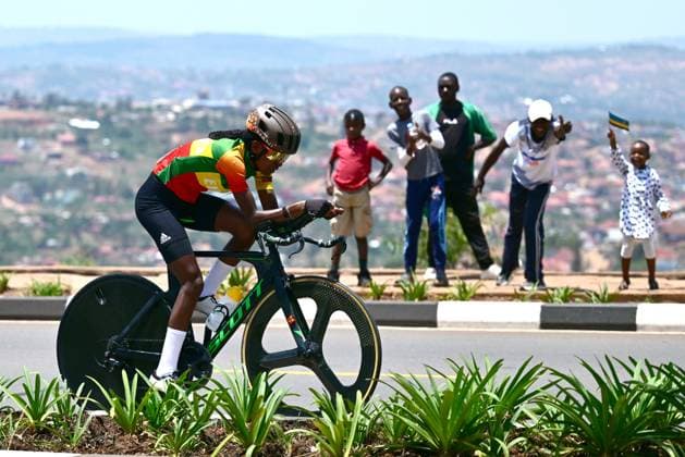 Ethiopian Serkalem Watango pictured in action during the Women Elite Individual Time Trial race (31,2km) at the road world championships, in Kigali, Rwanda, Sunday 21 September 2025. The 2025 UCI Road World Championships take place from 21 to 28 September in Kigali, Rwanda. DIRKxWAEM  x134881925x