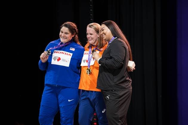 Mddison-Lee Wesche of New Zealand (Left), Jessica Schilder of the Netherlands (Centre) and Chase Jackson of the USA (Right) Women s Shot Put Final Medal Ceremony, , Day 9 - World Athletics Championships Tokyo 2025, Japan National Stadium, September 21, 2025, Tokyo, Japan.