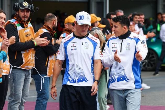 F1 - AZERBAIJAN GRAND PRIX 2025 HADJAR Isack (fra), Visa Cash App RB F1 Team VCARB02, portrait LAWSON Liam (nzl), Visa Cash App RB F1 Team VCARB02, portrait during the 2025 Formula 1 Qatar Airways Azerbaijan Grand Prix, 17th round of the 2025 FIA Formula One World Championship, WM, Weltmeisterschaft from September 19 to 21, 2025 on the Baku City Circuit, in Baku, Azerbaijan - Copyright: xEricxAlonsox