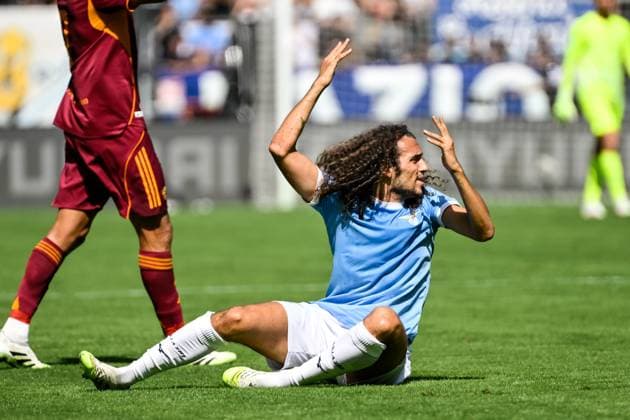 Matteo Guendouzi of SS Lazio reacts during the Serie A 2025 2026 football match between SS Laziio and AS Roma at Stadio Olimpico in Roma (Italy), September 21, 2025. andreaxstaccioli