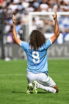 Matteo Guendouzi of SS Lazio reacts during the Serie A 2025 2026 football match between SS Laziio and AS Roma at Stadio Olimpico in Roma (Italy), September 21, 2025. andreaxstaccioli