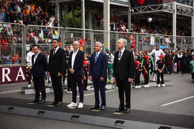 F1 - AZERBAIJAN GRAND PRIX 2025 National Anthem FIA DOMENICALI Stefano (ita), Chairman and CEO Formula One Group FOG, portrait during the 2025 Formula 1 Qatar Airways Azerbaijan Grand Prix, 17th round of the 2025 FIA Formula One World Championship, WM, Weltmeisterschaft from September 19 to 21, 2025 on the Baku City Circuit, in Baku, Azerbaijan -  Copyright: xEricxAlonsox