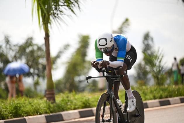 2025 UCI Road World Championships Picture by Chris Auld SWpix.com - 21 09 2025 - Cycling - 2025 UCI Road World Championships - BK Arena to Kigali Convention Centre, Kigali, Rwanda - Men Elite Individual Time Trial (ITT) - Ibrahim Jalloh (Sierra Leone) Copyright: x xSWpix.comx(t axPhotographyxHubxLtd)xChrisxAuld SWpix.comx SWP-3030-5149