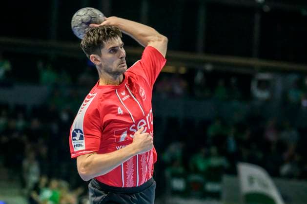 in the picture from l Nikolaj Enderleit MT Melsungen , GER, Berlin, Handball, Fuechse Berlin vs MT Melsungen, DAIKIN Handball Bundesliga, in the Max Schmeling Halle, 21 09 2025, Copyright: HMBxMedia UwexKoch