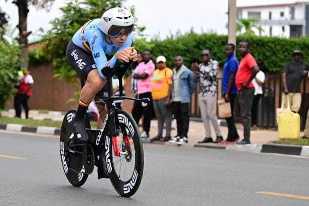 Belgian Florian Vermeersch pictured in action during the Men Elite Individual Time Trial race (40,8km) at the cycling road world championships, in Kigali, Rwanda, Sunday 21 September 2025. The 2025 UCI Road World Championships take place from 21 to 28 September in Kigali, Rwanda. DIRKxWAEM  x134897465x