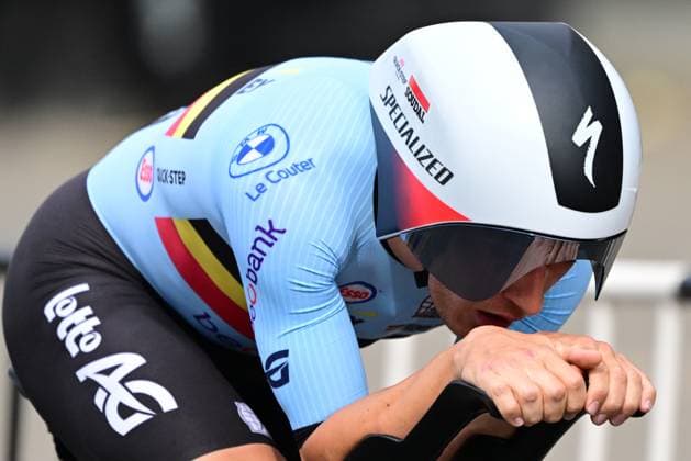 Belgian Ilan van Wilder pictured in action during the Men Elite Individual Time Trial race (40,8km) at the cycling road world championships, in Kigali, Rwanda, Sunday 21 September 2025. The 2025 UCI Road World Championships take place from 21 to 28 September in Kigali, Rwanda. DIRKxWAEM  x134899663x