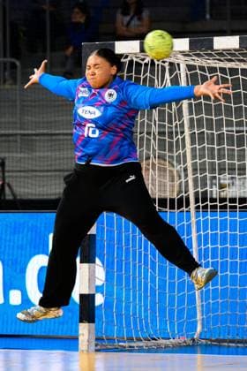 Krefeld Handball wU18 Laenderspiel Germany Netherlands Goalkeeper Louisa Werner Germany Krefeld Yala Arena Germany