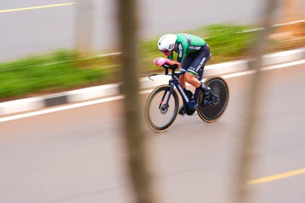 2025 UCI Road World Championships Picture by Zac Williams SWpix.com - 21 09 2025 - Cycling - 2025 UCI Road World Championships - BK Arena to Kigali Convention Centre, Kigali, Rwanda - Men Elite Individual Time Trial (ITT) - Darren Rafferty (Ireland) Copyright: x xSWpix.comx(t axPhotographyxHubxLtd)xZacxWilliams SWpix.comx SWP-3030-5217