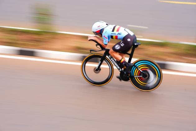 2025 UCI Road World Championships Picture by Zac Williams SWpix.com - 21 09 2025 - Cycling - 2025 UCI Road World Championships - BK Arena to Kigali Convention Centre, Kigali, Rwanda - Men Elite Individual Time Trial (ITT) - Ilan van Wilder (Belgium) Copyright: x xSWpix.comx(t axPhotographyxHubxLtd)xZacxWilliams SWpix.comx SWP-3030-5219