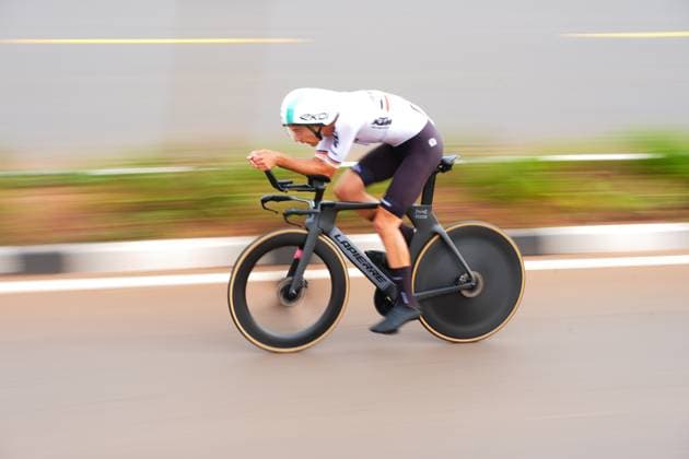 2025 UCI Road World Championships Picture by Zac Williams SWpix.com - 21 09 2025 - Cycling - 2025 UCI Road World Championships - BK Arena to Kigali Convention Centre, Kigali, Rwanda - Men Elite Individual Time Trial (ITT) - Miguel Heidemann (Germany) Copyright: x xSWpix.comx(t axPhotographyxHubxLtd)xZacxWilliams SWpix.comx SWP-3030-5267