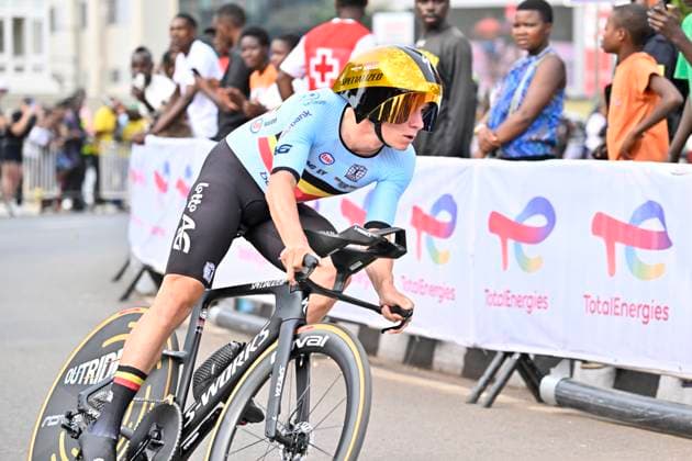 UCI 2025 Road World Championship, WM, Weltmeisterschaft Kigali 21 09 2025 KIGALI, RWANDA - SEPTEMBER 21 : Evenepoel Remco (BEL) during the Men Elite Individual Time Trial of the UCI Road World Championships 2025 92nd edition an UCI World Championships cycling race of 40.6 km with start in Kigali and finish in Kigali on September 21, 2025 in Kigali, Rwanda, 21 09 2025 Kigali Rwanda  Copyright: xJanxDexMeuleneirx