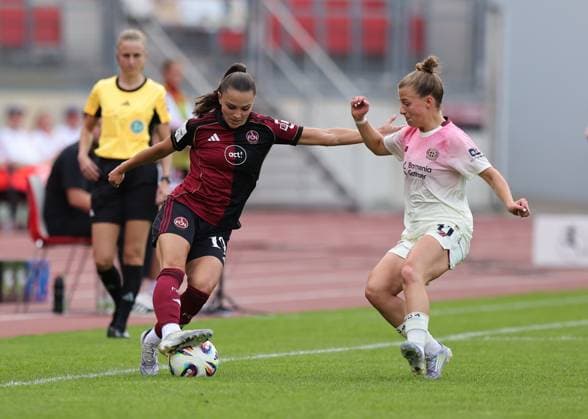 21 09 2025 Soccer Season 2025 2026 1 Google Pixel Women Bundesliga 03 Matchday 1 FC Nürnberg FCN Club Clubfrauen Bayer 04 Leverkusen Sportfoto Zink DaMa xdaxma Sanja Homann 19, 1 FC Nürnberg FCN Kristin Kögel Koegel 11, Bayer 04 Leverkusen