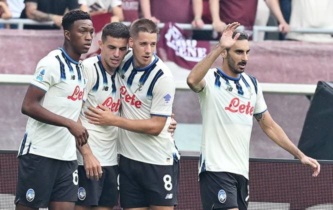 September 21, 2025, Turin: Atalanta s Nikola krstovic jubilates after scoring the gol (0-3) during the talian Serie A soccer match Torino s FC vs Atalanta s at the Olimpico Grande Torino Stadium in Turin, Italy, 21 september 2025 ANSA ALESSANDRO DI MARCO. Serie A: Torino-Atalanta  - ZUMAa110 20250921_zaf_a110_088 Copyright: xAlessandroxDixMarcox