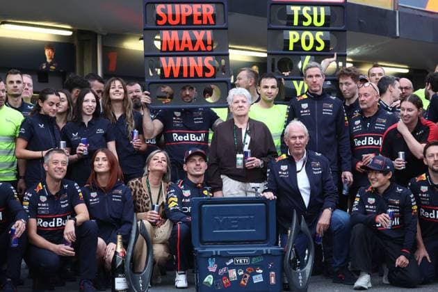 Formula 1, GP Azerbaijan in Baku, Red Bull celebrates Max Verstappens victory