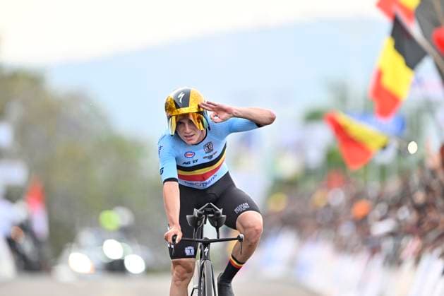 UCI 2025 Road World Championship, WM, Weltmeisterschaft Kigali 21 09 2025 KIGALI, RWANDA - SEPTEMBER 21 : Evenepoel Remco (BEL) during the Men Elite Individual Time Trial of the UCI Road World Championships 2025 92nd edition an UCI World Championships cycling race of 40.6 km with start in Kigali and finish in Kigali on September 21, 2025 in Kigali, Rwanda, 21 09 2025 Kigali Rwanda  Copyright: xJanxDexMeuleneirx