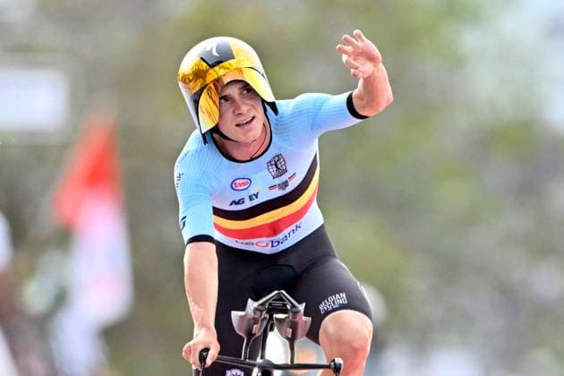 UCI 2025 Road World Championship, WM, Weltmeisterschaft Kigali 21 09 2025 KIGALI, RWANDA - SEPTEMBER 21 : Evenepoel Remco (BEL) during the Men Elite Individual Time Trial of the UCI Road World Championships 2025 92nd edition an UCI World Championships cycling race of 40.6 km with start in Kigali and finish in Kigali on September 21, 2025 in Kigali, Rwanda, 21 09 2025 Kigali Rwanda  Copyright: xJanxDexMeuleneirx