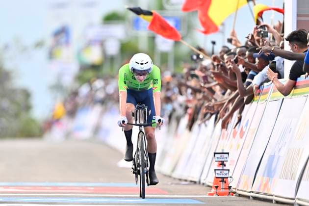 UCI 2025 Road World Championship, WM, Weltmeisterschaft Kigali 21 09 2025 KIGALI, RWANDA - SEPTEMBER 21 : Pogacar Tadej (SLO) during the Men Elite Individual Time Trial of the UCI Road World Championships 2025 92nd edition an UCI World Championships cycling race of 40.6 km with start in Kigali and finish in Kigali on September 21, 2025 in Kigali, Rwanda, 21 09 2025 Kigali Rwanda  Copyright: xJanxDexMeuleneirx