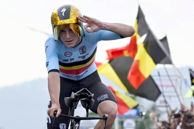 UCI 2025 Road World Championship, WM, Weltmeisterschaft Kigali 21 09 2025 KIGALI, RWANDA - SEPTEMBER 21 : Evenepoel Remco (BEL) during the Men Elite Individual Time Trial of the UCI Road World Championships 2025 92nd edition an UCI World Championships cycling race of 40.6 km with start in Kigali and finish in Kigali on September 21, 2025 in Kigali, Rwanda, 21 09 2025 Kigali Rwanda  Copyright: xJanxDexMeuleneirx