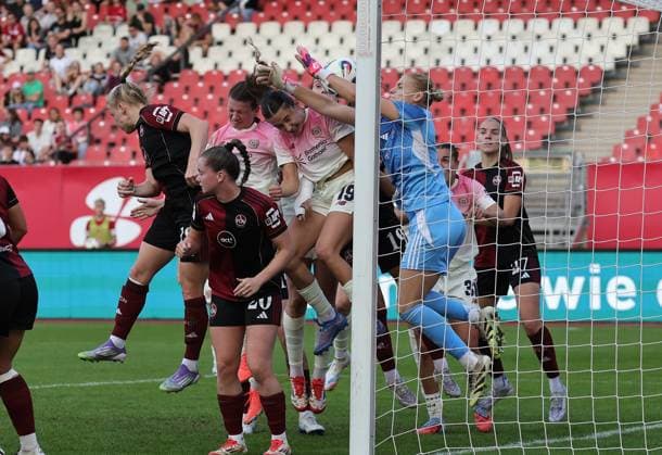 21 09 2025 Soccer Season 2025 2026 1 Google Pixel Women Bundesliga 03 Matchday 1 FC Nürnberg FCN Club Clubfrauen Bayer 04 Leverkusen Sportfoto Zink DaMa xdaxma Goal Goal Shot to 0 1 Goalscorer Loreen Bender 19, Bayer 04 Leverkusen vs Larissa Rusek 21, 1 FC Nürnberg FCN