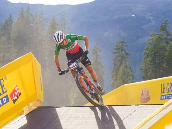 Man Lenzerheide UCI Mountain Bike World Series- XCO Race Luca Braidot of the Wilier-Vittoria Factory Team participates in the Man Lenzerheide UCI Mountain Bike World Series - XCO race at Lenzerheide Downhill in Lenzerheide, on September 21, 2025. Lenzerheide Switzerland  Copyright: xFabioxAvernax originalFilename:averna-manlenze250921_npeNa.jpg