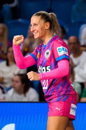 Krefeld Handball Women International Germany Netherlands Jenny Behrend Germany Cheers Joy Emotion Krefeld Yayla Arena Germany