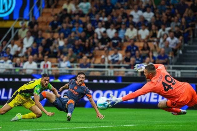 CALCIO - Serie A - Inter - FC Internazionale vs US Sassuolo Carlos Augusto of FC Internazionale seen in action during Serie A 2025 26 football match between FC Internazionale and US Sassuolo at San Siro Stadium Milan Italy  Copyright: xIPAxSport ABACAx