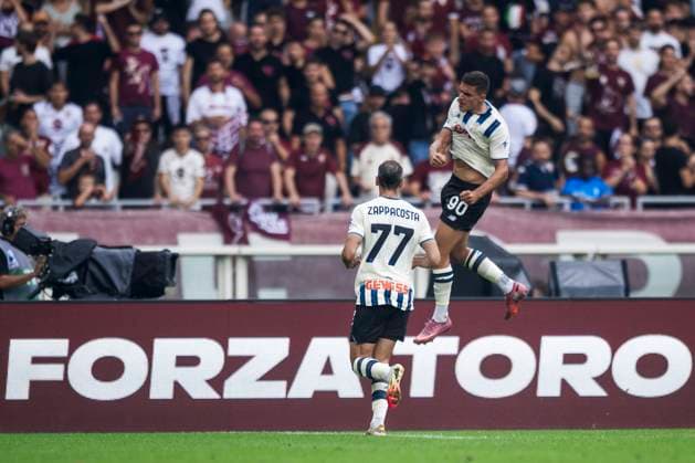 Torino FC v Atalanta BC - Serie A Nikola Krstovic of Atalanta BC celebrates after scoring a goal during the Serie A football match between Torino FC and Atalanta BC. Turin Italy Copyright: xNicolòxCampox