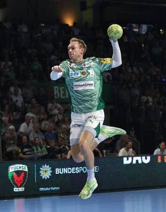 Mathias Gidsel on the ball Single image Crop Action Sport Handball HBL Bundesliga Men 5 Matchday Season 2025 2026 21 09 2025 Füchse Berlin vs MT Melsungen