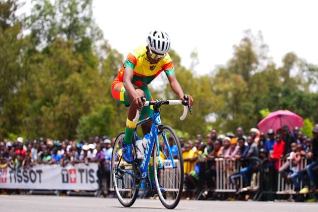 2025 UCI Road World Championships Picture by Zac Williams SWpix.com - 22 09 2025 - Cycling - 2025 UCI Road World Championships - BK Arena to Kigali Convention Centre, Kigali, Rwanda - Women Under-23 Individual Time Trial (ITT) - Therese Diamelia Obiloma Buana (Cameroon) Copyright: x xSWpix.comx(t axPhotographyxHubxLtd)xZacxWilliams SWpix.comx SWP-3030-5446