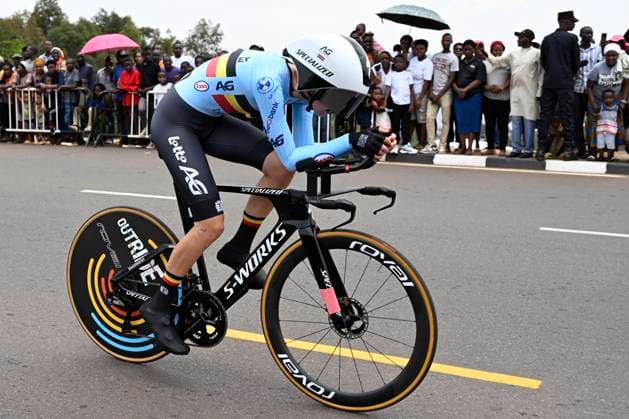 UCI 2025 Road World Championship, WM, Weltmeisterschaft Kigali 22 09 2025 KIGALI, RWANDA - SEPTEMBER 22 : De Schepper Lore (BEL) during the Women U23 Individual Time Trial of the UCI Road World Championships 2025 92nd edition an UCI World Championships cycling race of 22.6 km with start in Kigali and finish in Kigali on September 22, 2025 in Kigali, Rwanda, 22 09 2025 Kigali Rwanda  Copyright: xJanxDexMeuleneirx