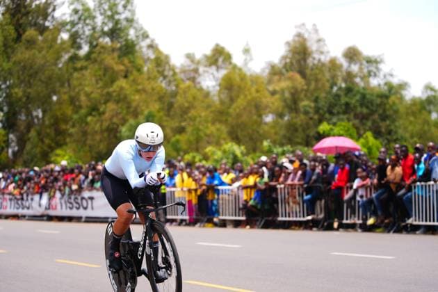 2025 UCI Road World Championships Picture by Zac Williams SWpix.com - 22 09 2025 - Cycling - 2025 UCI Road World Championships - BK Arena to Kigali Convention Centre, Kigali, Rwanda - Women Under-23 Individual Time Trial (ITT) - Alena Ivanchenko (Individual Neutral Athlete) Copyright: x xSWpix.comx(t axPhotographyxHubxLtd)xZacxWilliams SWpix.comx SWP-3030-5456