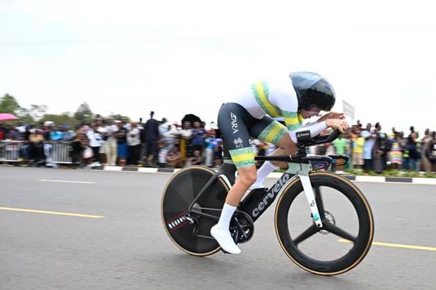 UCI 2025 Road World Championship, WM, Weltmeisterschaft Kigali 22 09 2025 KIGALI, RWANDA - SEPTEMBER 22 : Aseltine Mia (USA) during the Women U23 Individual Time Trial of the UCI Road World Championships 2025 92nd edition an UCI World Championships cycling race of 22.6 km with start in Kigali and finish in Kigali on September 22, 2025 in Kigali, Rwanda, 22 09 2025 Kigali Rwanda  Copyright: xJanxDexMeuleneirx