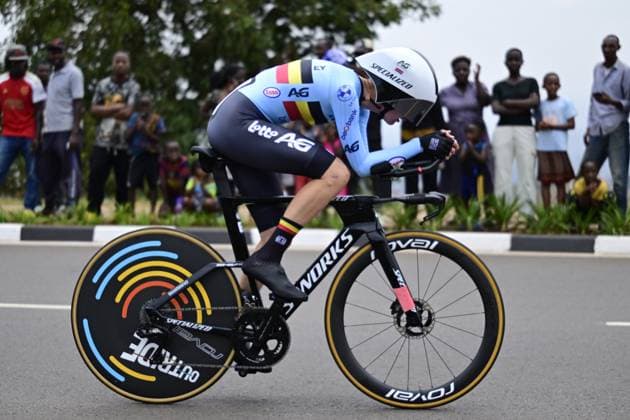 Belgian Lore de Schepper pictured in action during the Women U23 Individual Time Trial race (22,6km) at the cycling road world championships, in Kigali, Rwanda, Monday 22 September 2025. The 2025 UCI Road World Championships take place from 21 to 28 September in Kigali, Rwanda. DIRKxWAEM  x134985155x