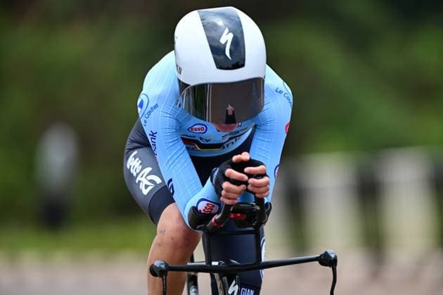 Belgian Lore de Schepper pictured in action during the Women U23 Individual Time Trial race (22,6km) at the cycling road world championships, in Kigali, Rwanda, Monday 22 September 2025. The 2025 UCI Road World Championships take place from 21 to 28 September in Kigali, Rwanda. DIRKxWAEM  x134985221x