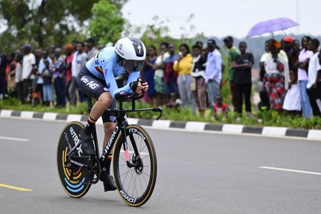 Belgian Lore de Schepper pictured in action during the Women U23 Individual Time Trial race (22,6km) at the cycling road world championships, in Kigali, Rwanda, Monday 22 September 2025. The 2025 UCI Road World Championships take place from 21 to 28 September in Kigali, Rwanda. DIRKxWAEM  x134985222x